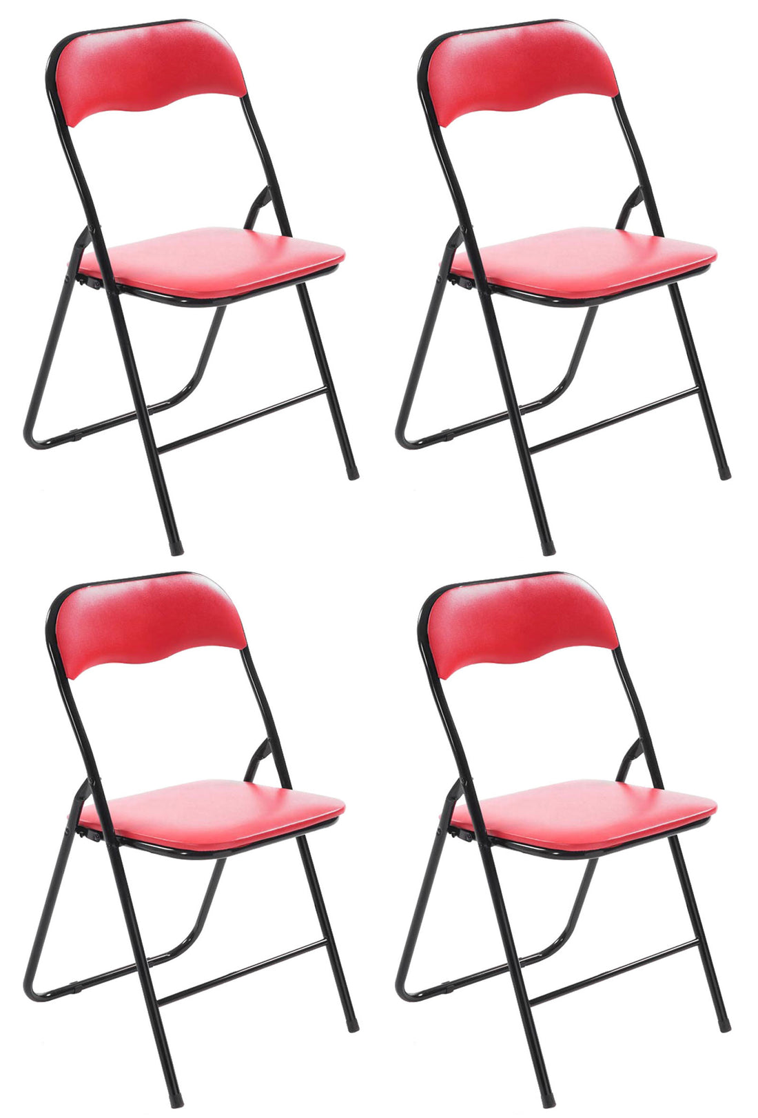 4-delige Set Inklapbare Stoel - Vouwstoel - Onderhoudsvriendelijk Design Kleur rood/zilver