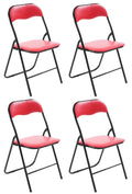 4-delige Set Inklapbare Stoel - Vouwstoel - Onderhoudsvriendelijk Design Kleur rood/zwart