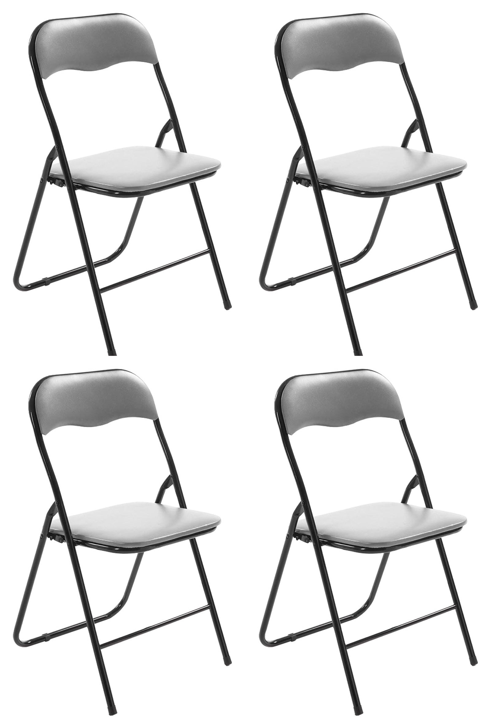 4-delige Set Inklapbare Stoel - Vouwstoel - Onderhoudsvriendelijk Design Kleur grijs/zwart