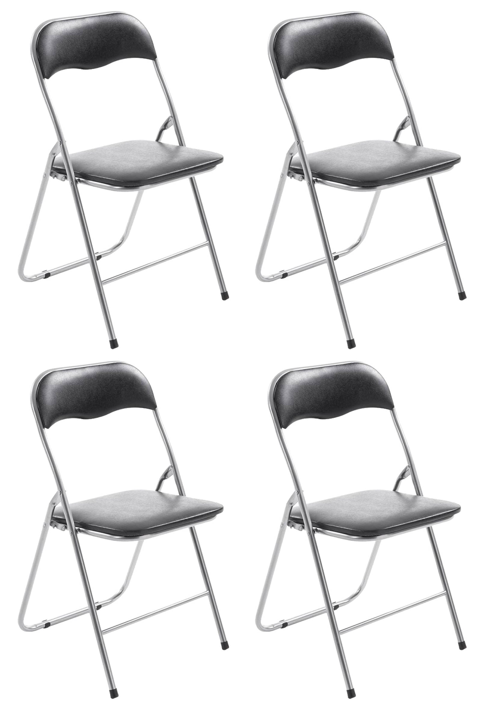 4-delige Set Inklapbare Stoel - Vouwstoel - Onderhoudsvriendelijk Design Kleur zwart/zilver