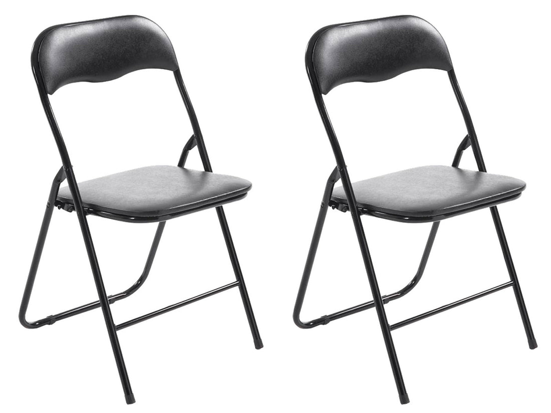 Set van 2 Opklapbare Stoelen - Inklapbare Stoelen - Onderhoudsvriendelijk Kunstleer Kleur zwart/zwart