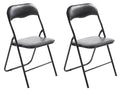 Set van 2 Opklapbare Stoelen - Inklapbare Stoelen - Onderhoudsvriendelijk Kunstleer Kleur zwart/zwart