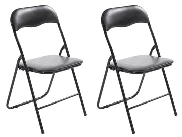 Set van 2 Opklapbare Stoelen - Inklapbare Stoelen - Onderhoudsvriendelijk Kunstleer Kleur zwart/zwart