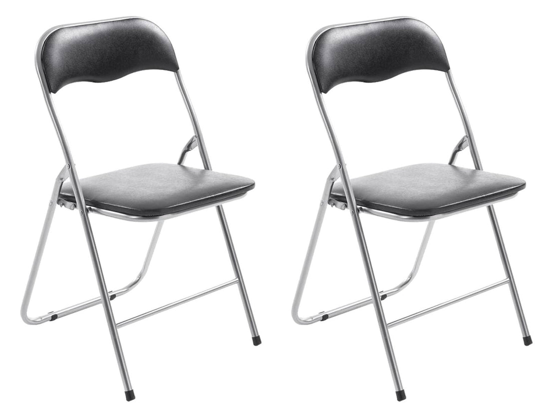 Set van 2 Opklapbare Stoelen - Inklapbare Stoelen - Onderhoudsvriendelijk Kunstleer Kleur zwart/zwart