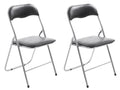 Set van 2 Opklapbare Stoelen - Inklapbare Stoelen - Onderhoudsvriendelijk Kunstleer Kleur zwart/zilver