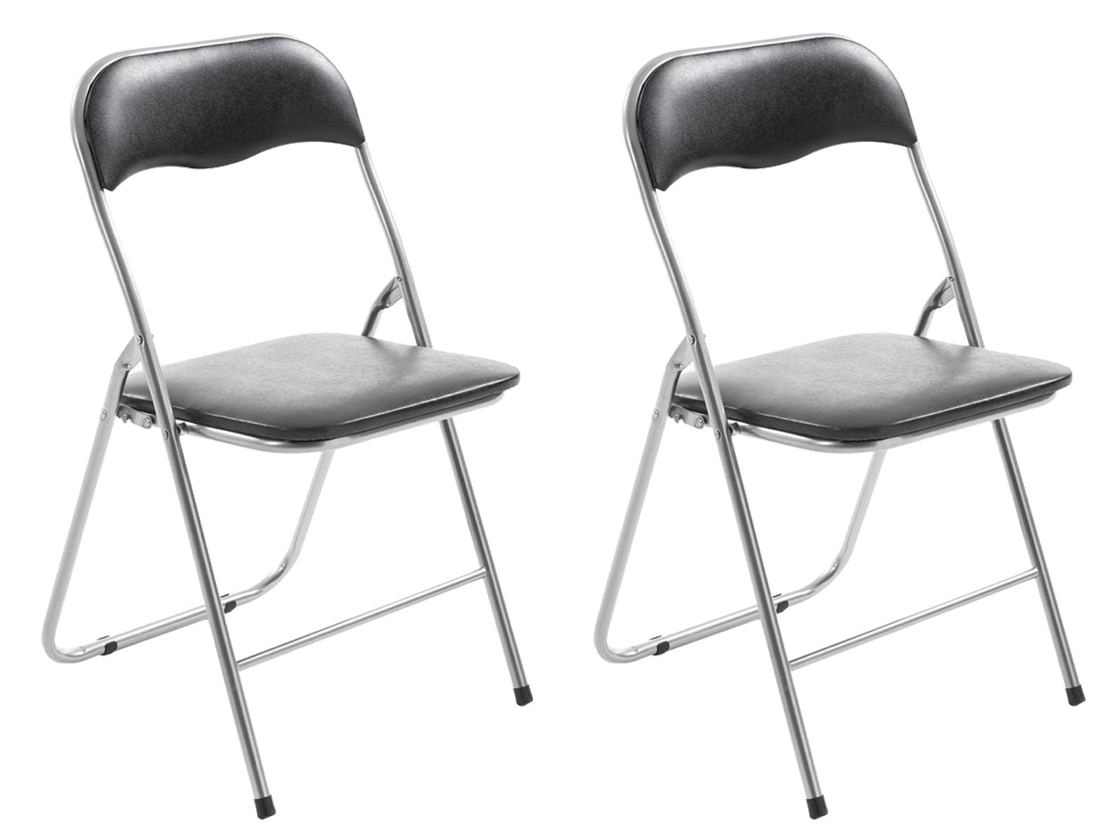 Set van 2 Opklapbare Stoelen - Inklapbare Stoelen - Onderhoudsvriendelijk Kunstleer Kleur zwart/zilver