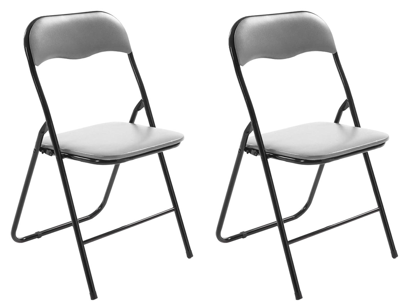 Set van 2 Opklapbare Stoelen - Inklapbare Stoelen - Onderhoudsvriendelijk Kunstleer Kleur grijs/zwart