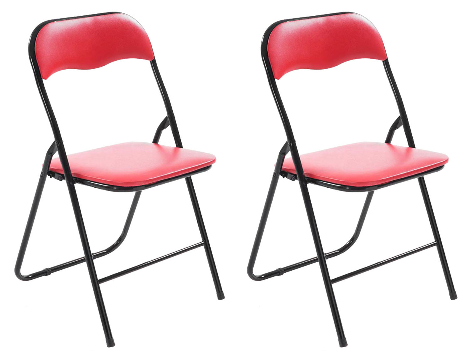 Set van 2 Opklapbare Stoelen - Inklapbare Stoelen - Onderhoudsvriendelijk Kunstleer Kleur rood/zwart