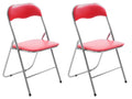 Set van 2 Opklapbare Stoelen - Inklapbare Stoelen - Onderhoudsvriendelijk Kunstleer Kleur rood/zilver