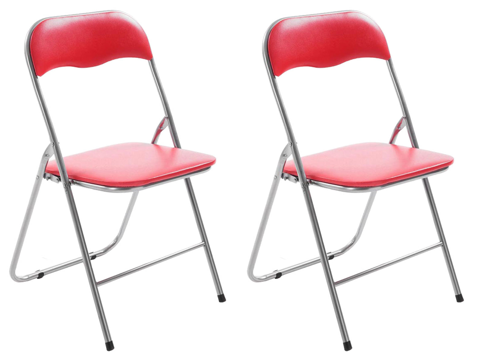 Set van 2 Opklapbare Stoelen - Inklapbare Stoelen - Onderhoudsvriendelijk Kunstleer Kleur rood/zilver
