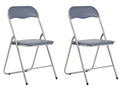 Set van 2 Opklapbare Stoelen - Inklapbare Stoelen - Onderhoudsvriendelijk Kunstleer Kleur grijs/zilver