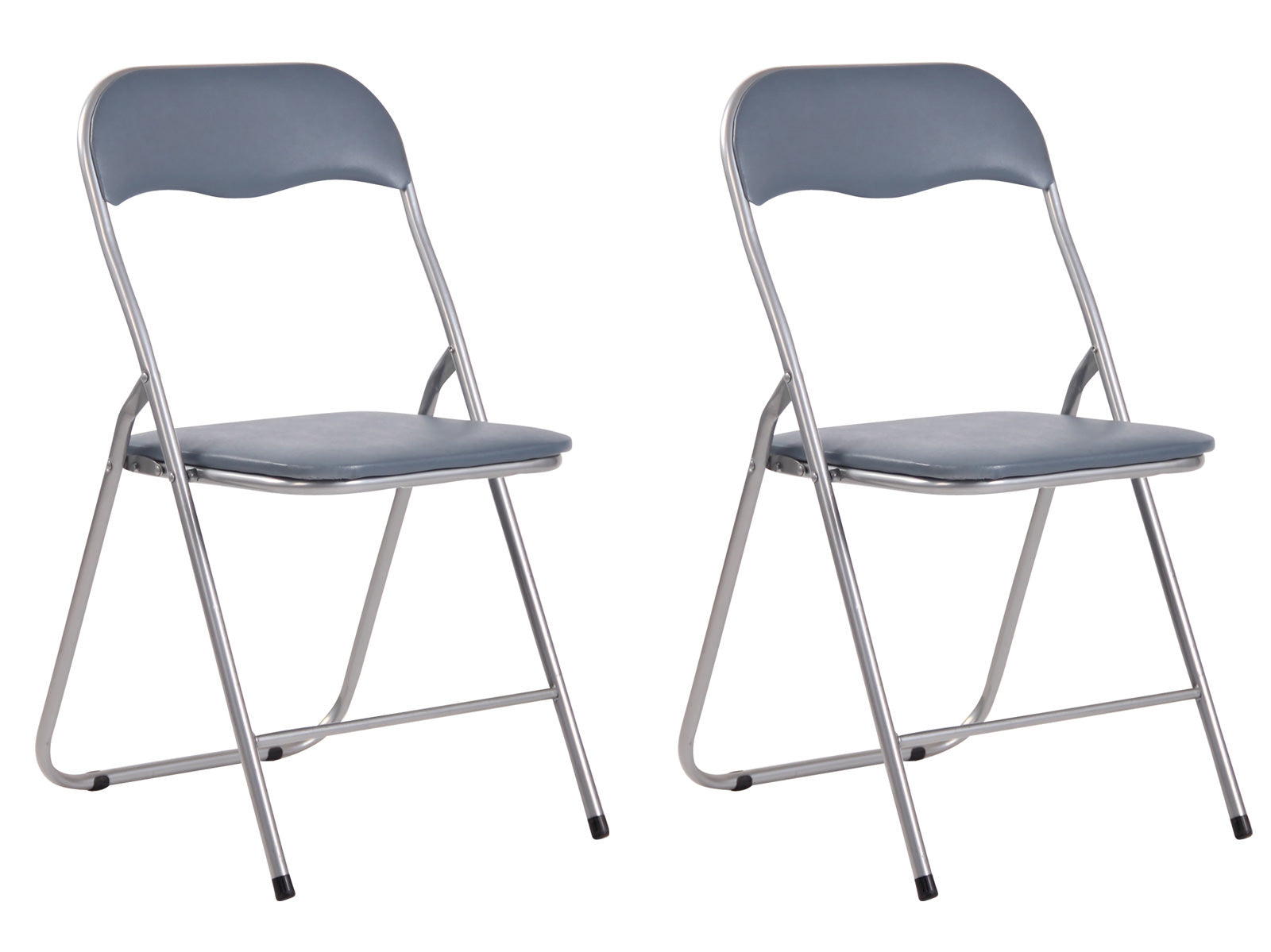 Set van 2 Opklapbare Stoelen - Inklapbare Stoelen - Onderhoudsvriendelijk Kunstleer Kleur grijs/zilver