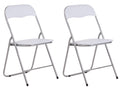 Set van 2 Opklapbare Stoelen - Inklapbare Stoelen - Onderhoudsvriendelijk Kunstleer Kleur wit/zilver