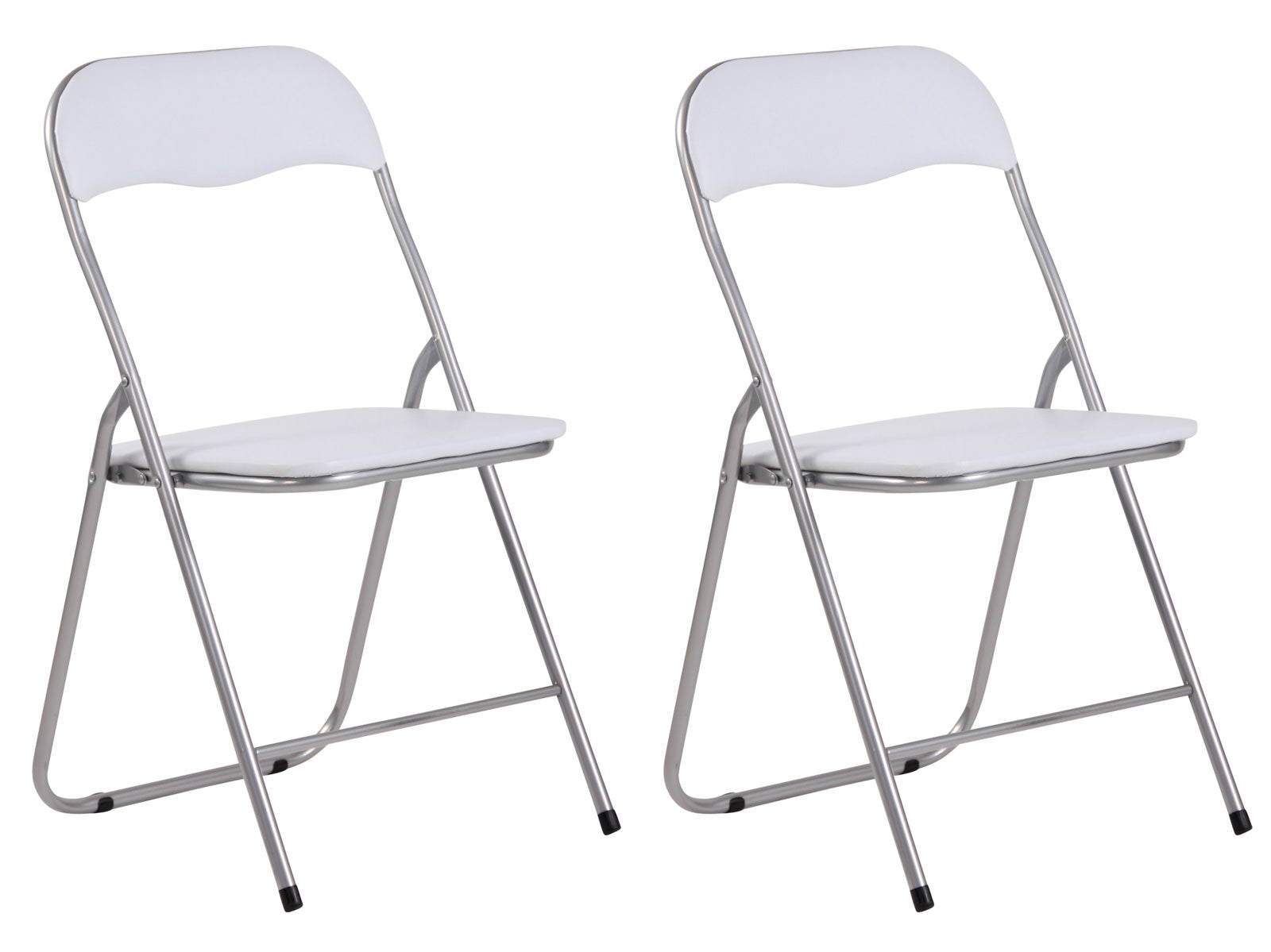 Set van 2 Opklapbare Stoelen - Inklapbare Stoelen - Onderhoudsvriendelijk Kunstleer Kleur wit/zilver