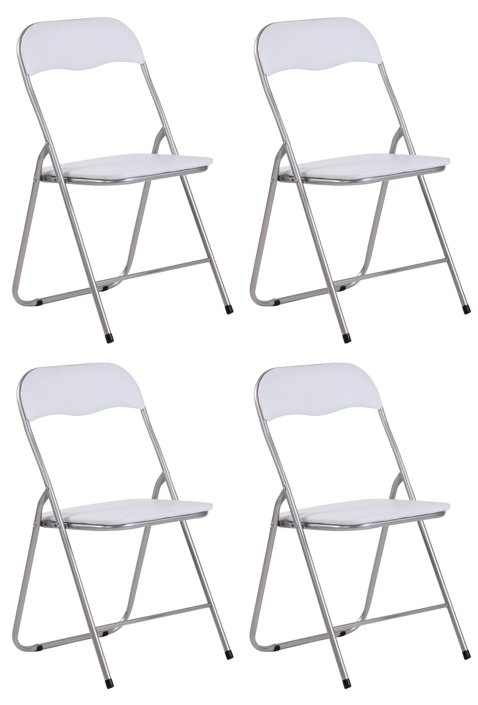4-delige Set Inklapbare Stoel - Vouwstoel - Onderhoudsvriendelijk Design Kleur wit/zilver