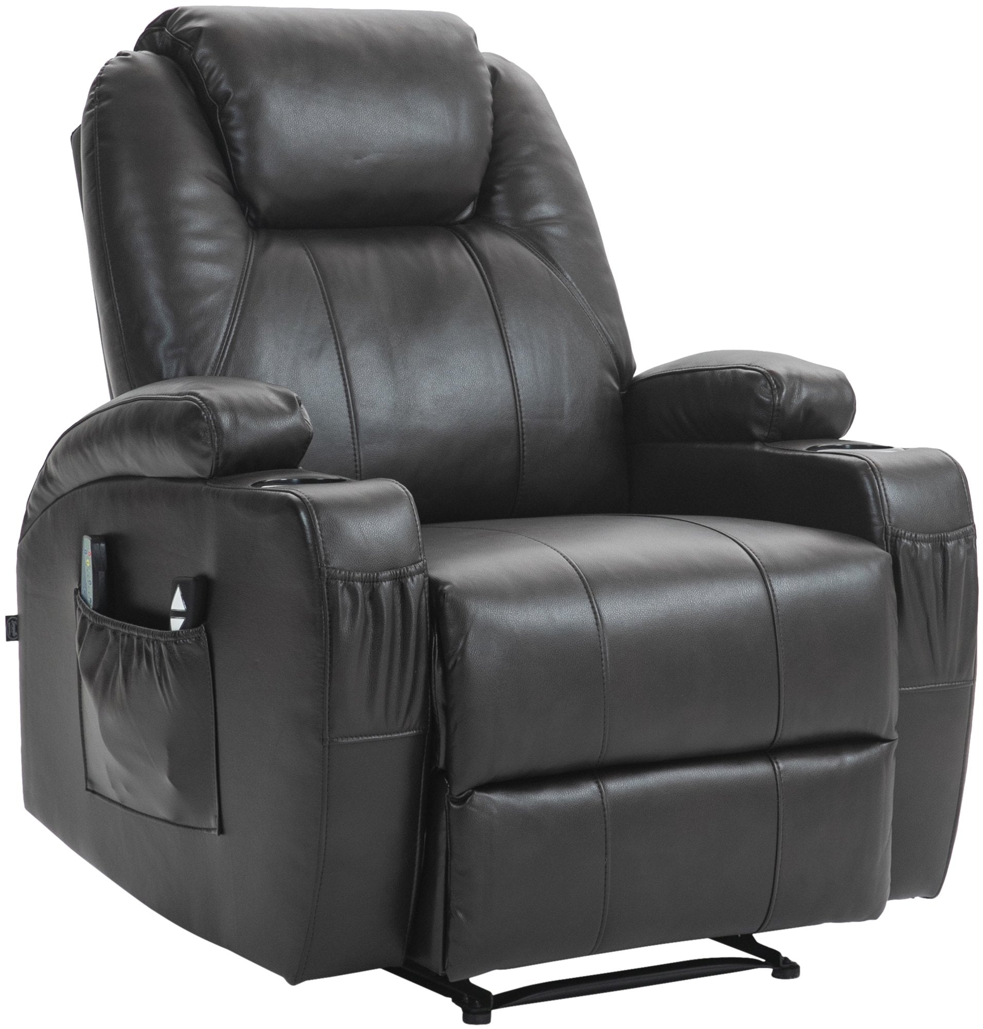 Luxe Relaxstoel met Massagefunctie - Comfortabele Fauteuil met Verwarmingsfunctie en Bekerhouders Materiaal kunstleer Kleur bruin