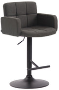 Design Barstoel Met Stoffen Bekleding - 360° Draaibaar - Hoogte Verstelbaar - Comfortabele Zit Kleur donkergrijs Onderstel Kleur zwart