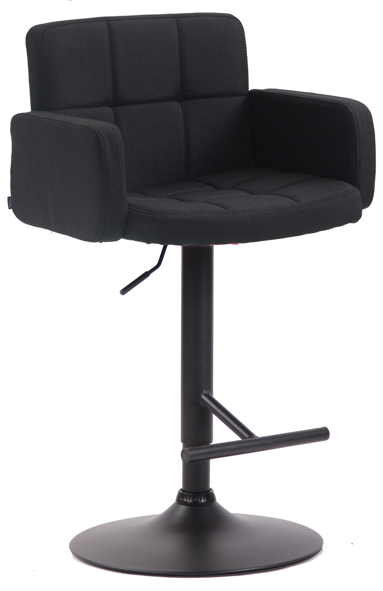 Design Barstoel Met Stoffen Bekleding - 360° Draaibaar - Hoogte Verstelbaar - Comfortabele Zit Kleur zwart Onderstel Kleur zwart