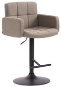 Design Barstoel Met Stoffen Bekleding - 360° Draaibaar - Hoogte Verstelbaar - Comfortabele Zit Kleur taupe Onderstel Kleur zwart