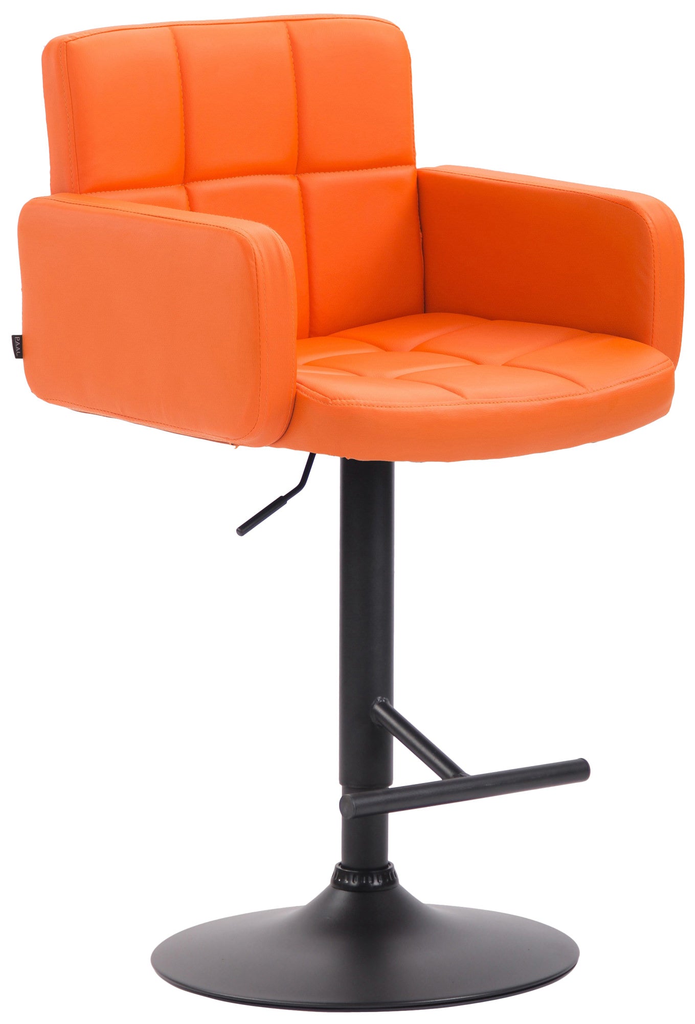 Design Barstoel - Kruk - Comfortabele Zit voor Dagelijks Gebruik met Kunstleren Bekleding Kleur oranje Onderstel Kleur zwart