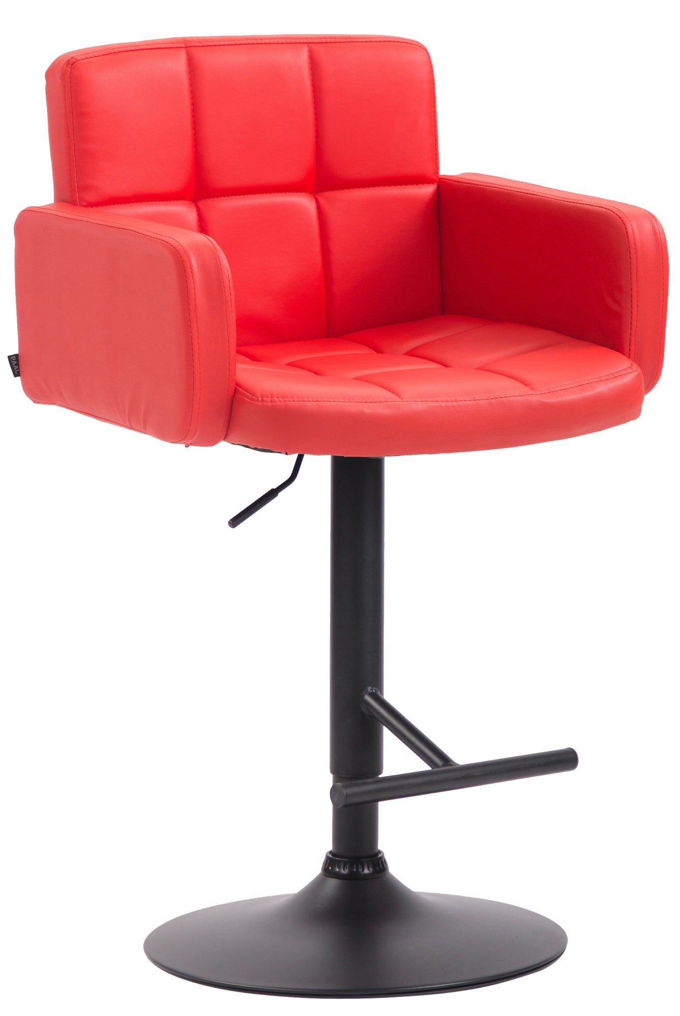 Design Barstoel - Kruk - Comfortabele Zit voor Dagelijks Gebruik met Kunstleren Bekleding Kleur rood Onderstel Kleur zwart