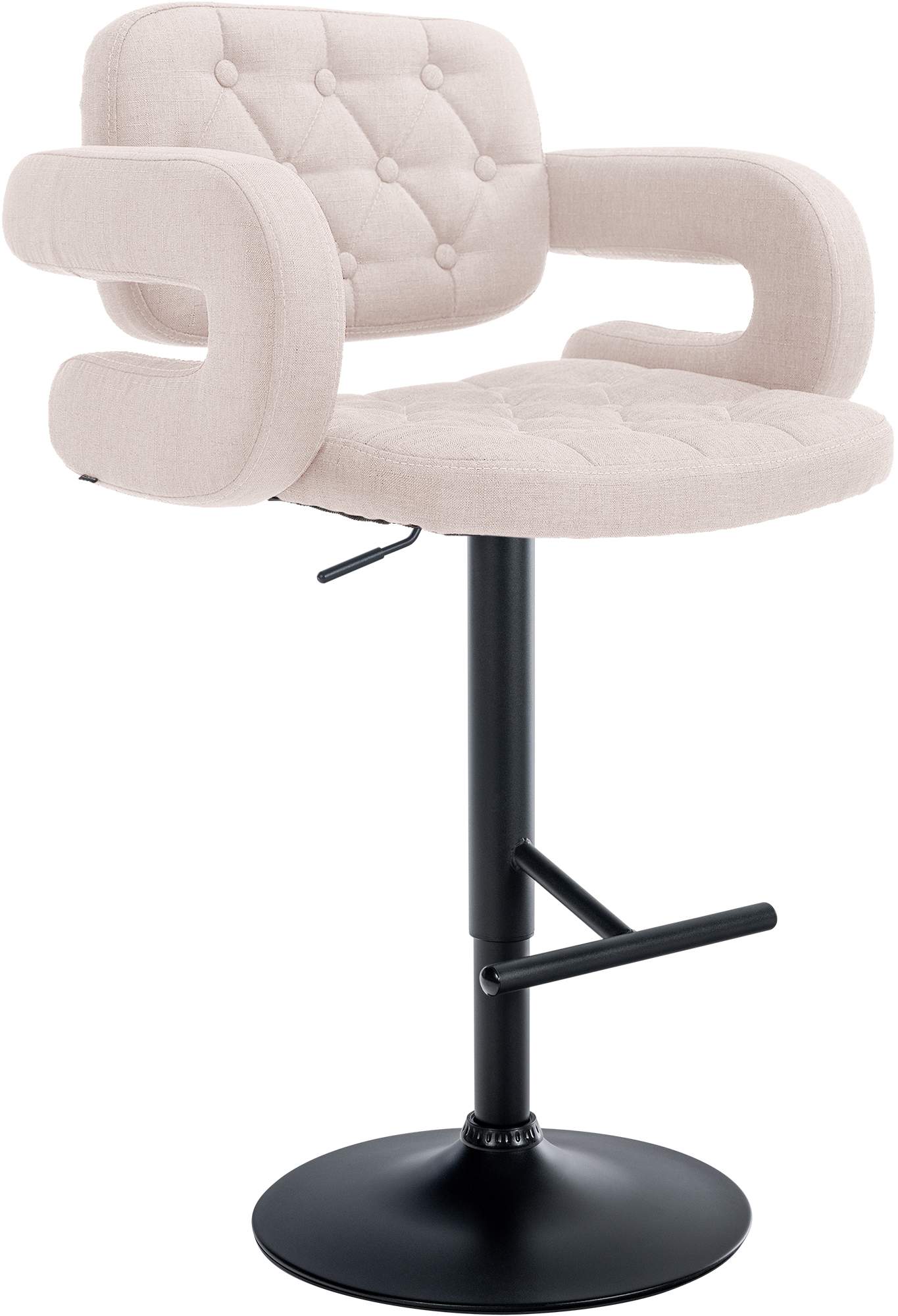 In hoogte verstelbare Barkruk - Kruk - Luxueus Comfort Kleur beige Onderstel Kleur zwart