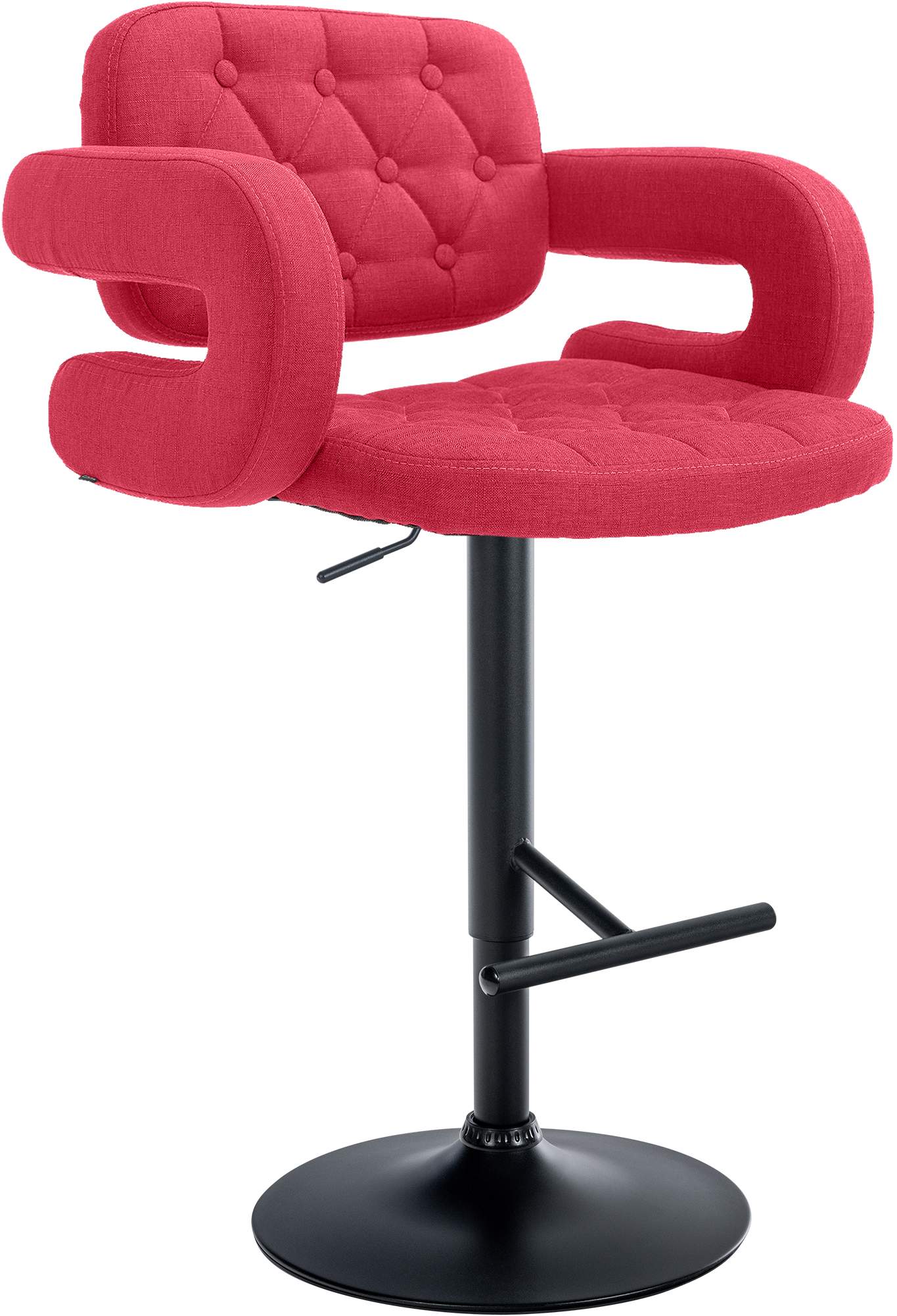 In hoogte verstelbare Barkruk - Kruk - Luxueus Comfort Kleur rood Onderstel Kleur zwart