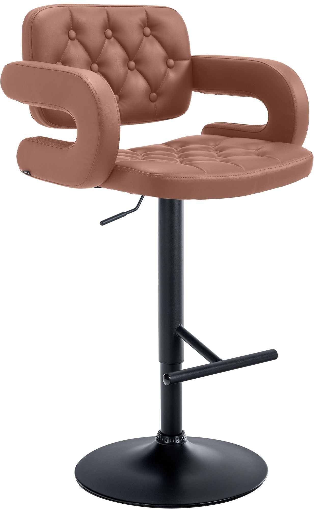 Designer Barstoel met Kunstleer - Luxe Comfort - Verstelbaar en Stabiliteit Kleur cognac Onderstel Kleur zwart
