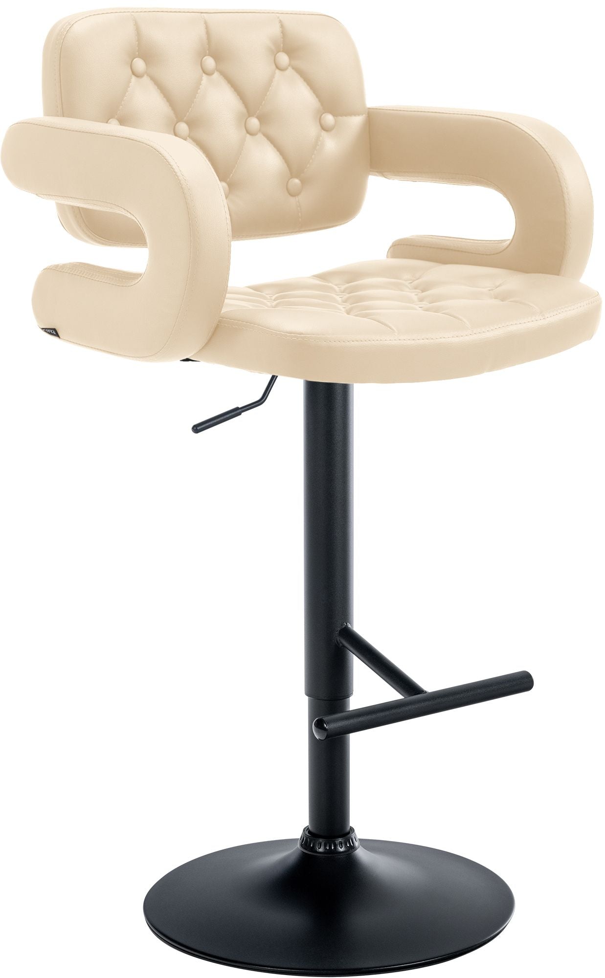 Designer Barstoel met Kunstleer - Luxe Comfort - Verstelbaar en Stabiliteit Kleur crème Onderstel Kleur zwart
