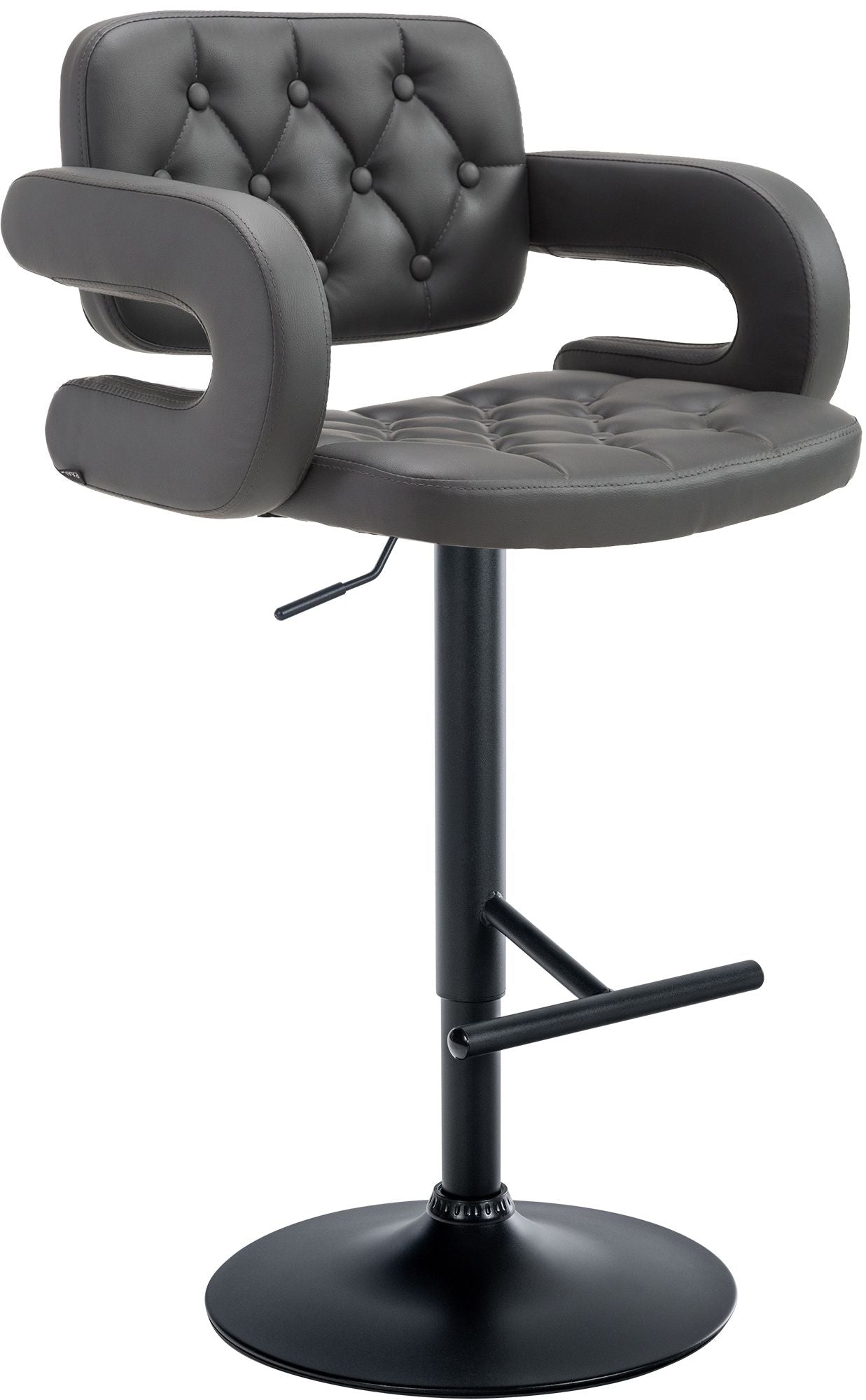 Designer Barstoel met Kunstleer - Luxe Comfort - Verstelbaar en Stabiliteit Kleur grijs Onderstel Kleur zwart