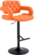 Designer Barstoel met Kunstleer - Luxe Comfort - Verstelbaar en Stabiliteit Kleur oranje Onderstel Kleur zwart