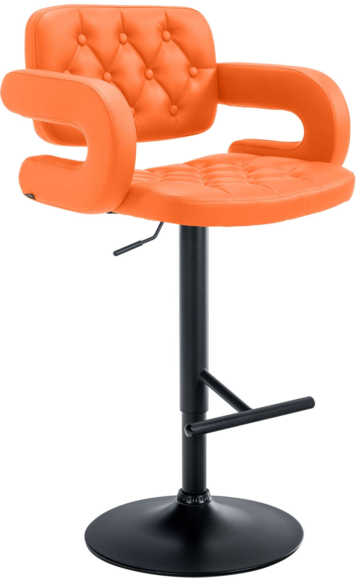 Designer Barstoel met Kunstleer - Luxe Comfort - Verstelbaar en Stabiliteit Kleur oranje Onderstel Kleur zwart