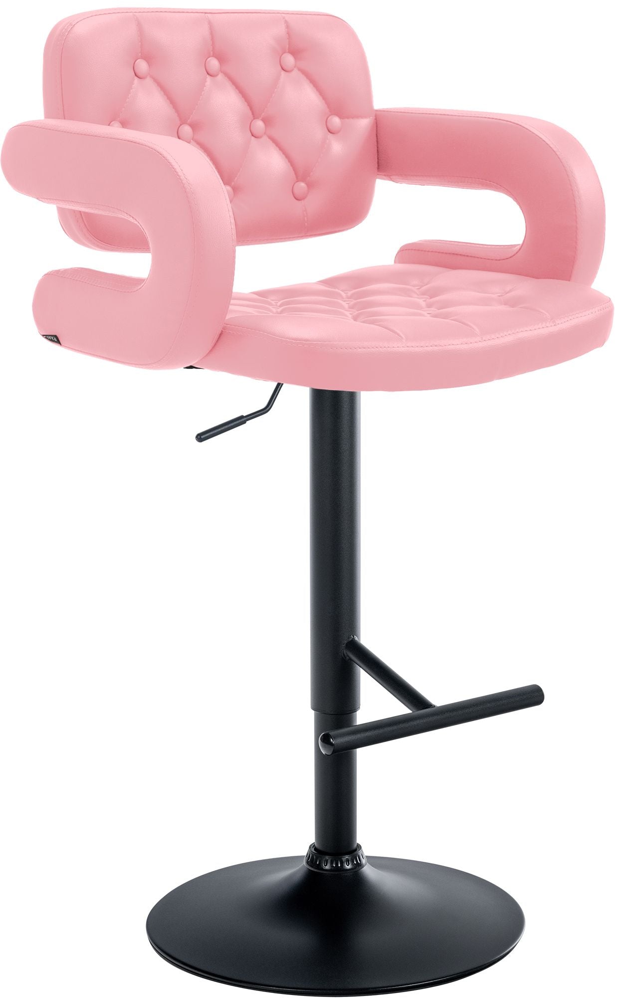 Designer Barstoel met Kunstleer - Luxe Comfort - Verstelbaar en Stabiliteit Kleur roze Onderstel Kleur zwart