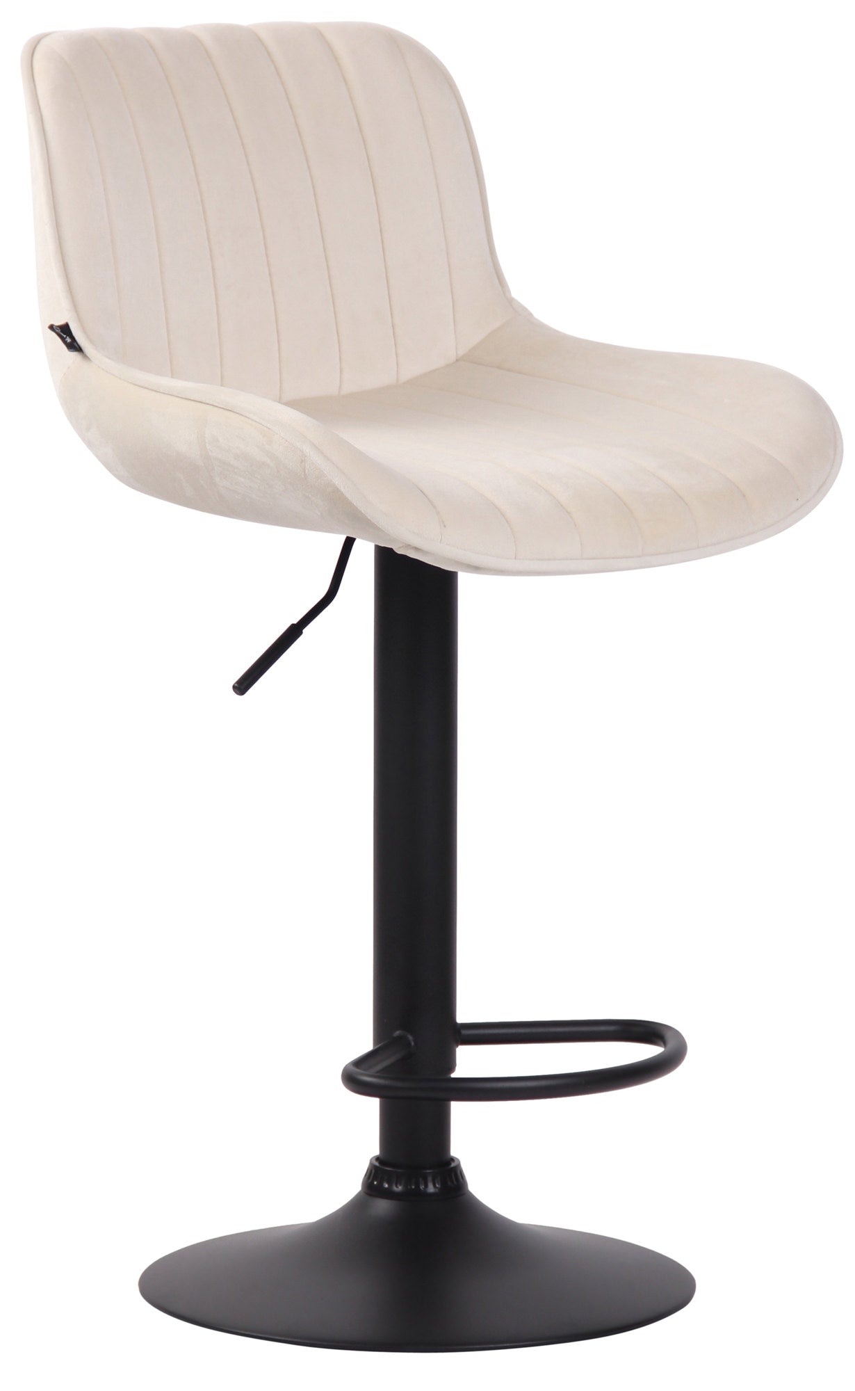 Barkruk Fluweel - Modern Design - Verstelbare Hoogte & 360° Draaibaarheid Kleur crème Onderstel Kleur zwart