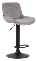 Barkruk Fluweel - Modern Design - Verstelbare Hoogte & 360° Draaibaarheid Kleur grijs Onderstel Kleur zwart