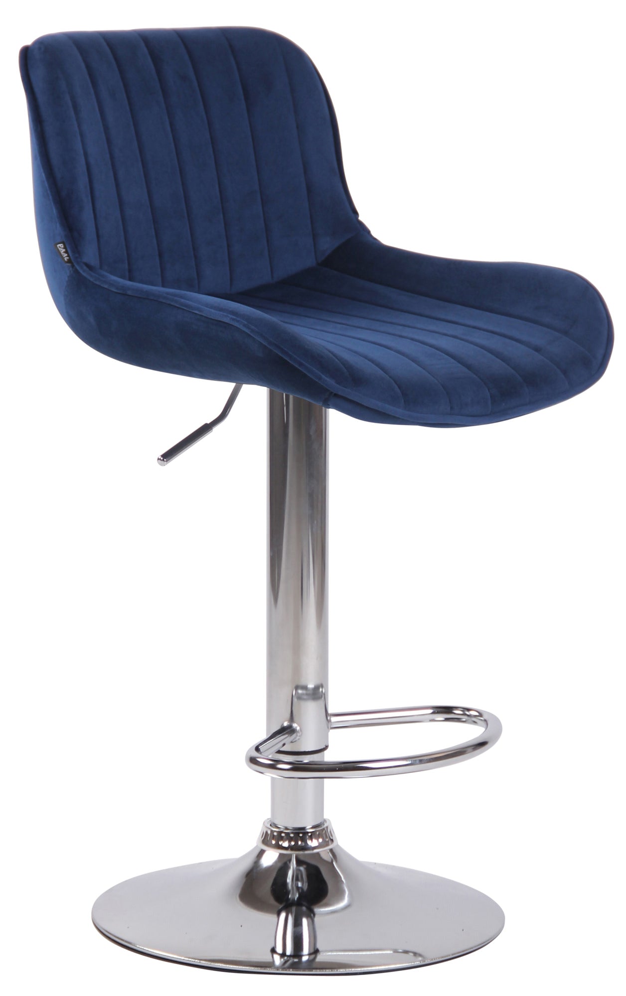 Barkruk Fluweel - Modern Design - Verstelbare Hoogte & 360° Draaibaarheid Kleur blauw Onderstel Kleur chroom