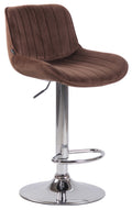Barkruk Fluweel - Modern Design - Verstelbare Hoogte & 360° Draaibaarheid Kleur bruin Onderstel Kleur chroom
