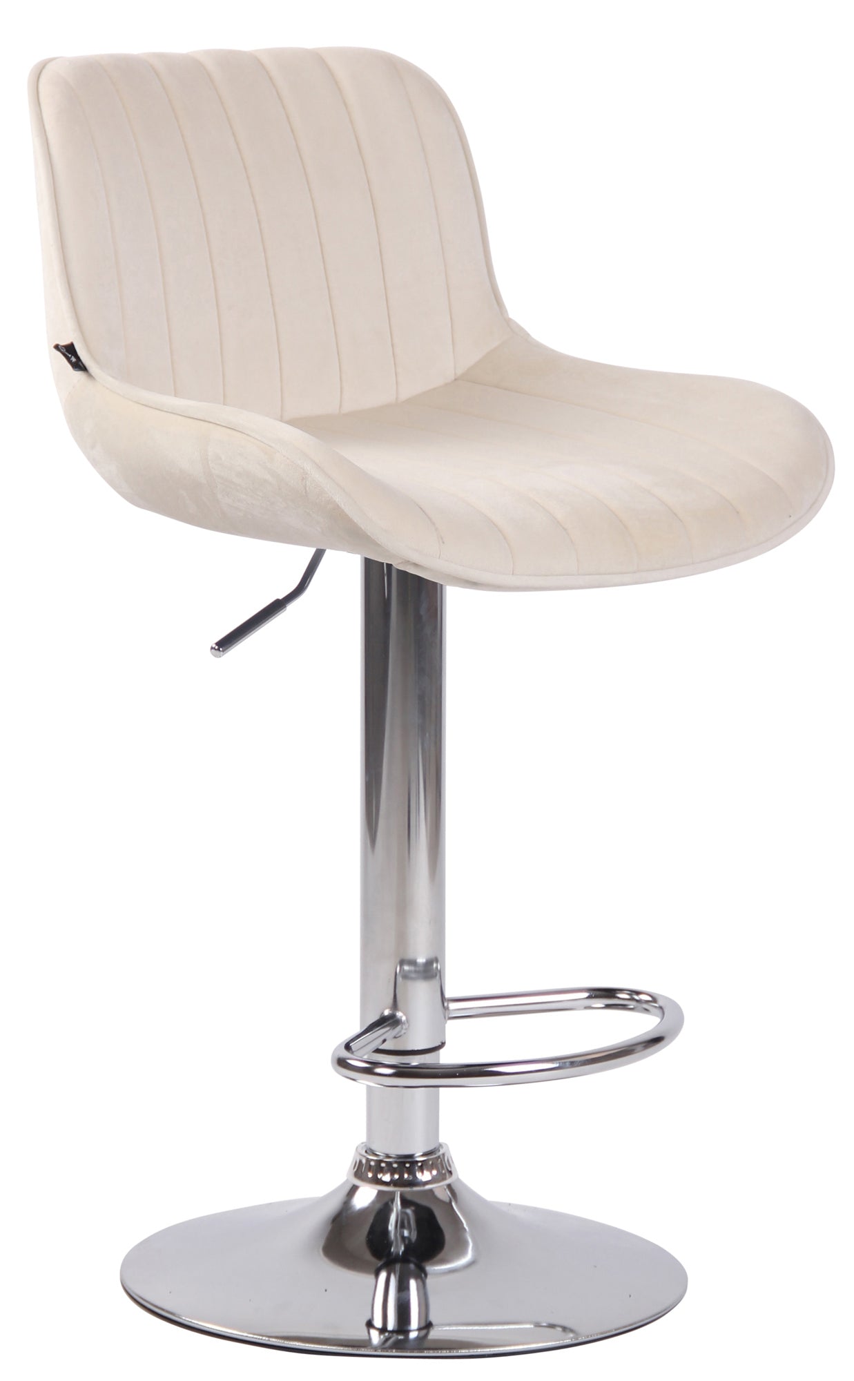 Barkruk Fluweel - Modern Design - Verstelbare Hoogte & 360° Draaibaarheid Kleur crème Onderstel Kleur chroom