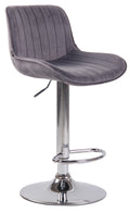 Barkruk Fluweel - Modern Design - Verstelbare Hoogte & 360° Draaibaarheid Kleur donkergrijs Onderstel Kleur chroom