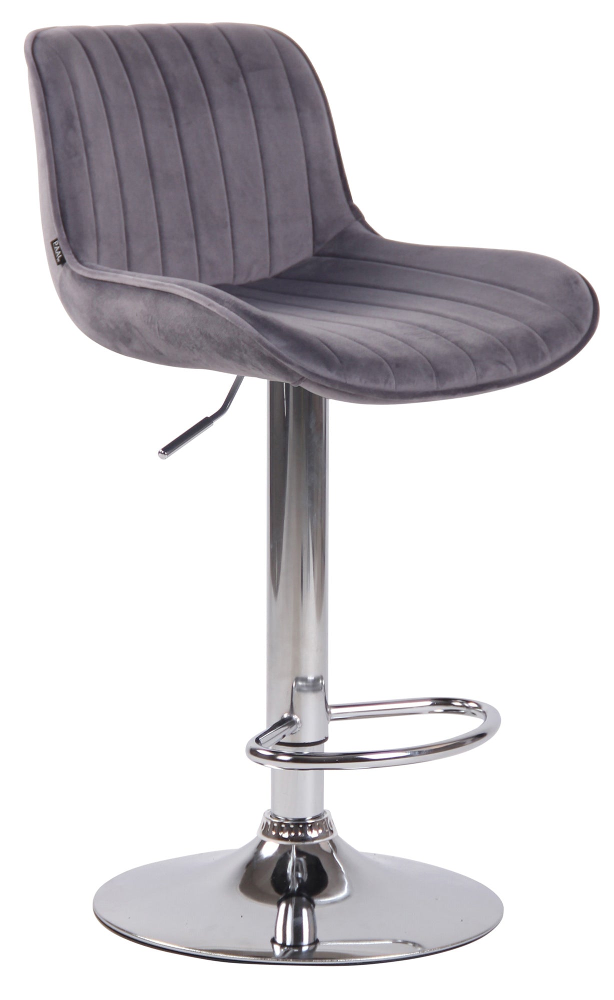 Barkruk Fluweel - Modern Design - Verstelbare Hoogte & 360° Draaibaarheid Kleur donkergrijs Onderstel Kleur chroom