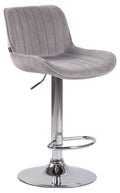 Barkruk Fluweel - Modern Design - Verstelbare Hoogte & 360° Draaibaarheid Kleur grijs Onderstel Kleur chroom