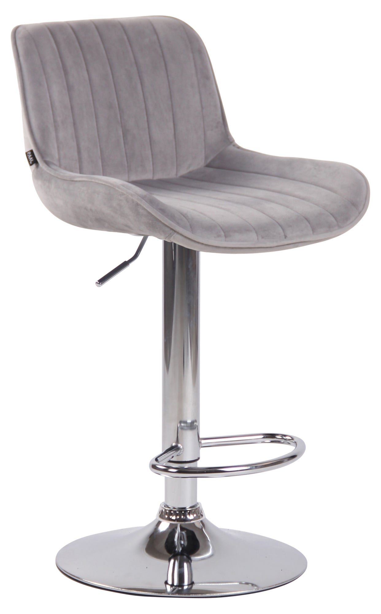 Barkruk Fluweel - Modern Design - Verstelbare Hoogte & 360° Draaibaarheid Kleur grijs Onderstel Kleur chroom
