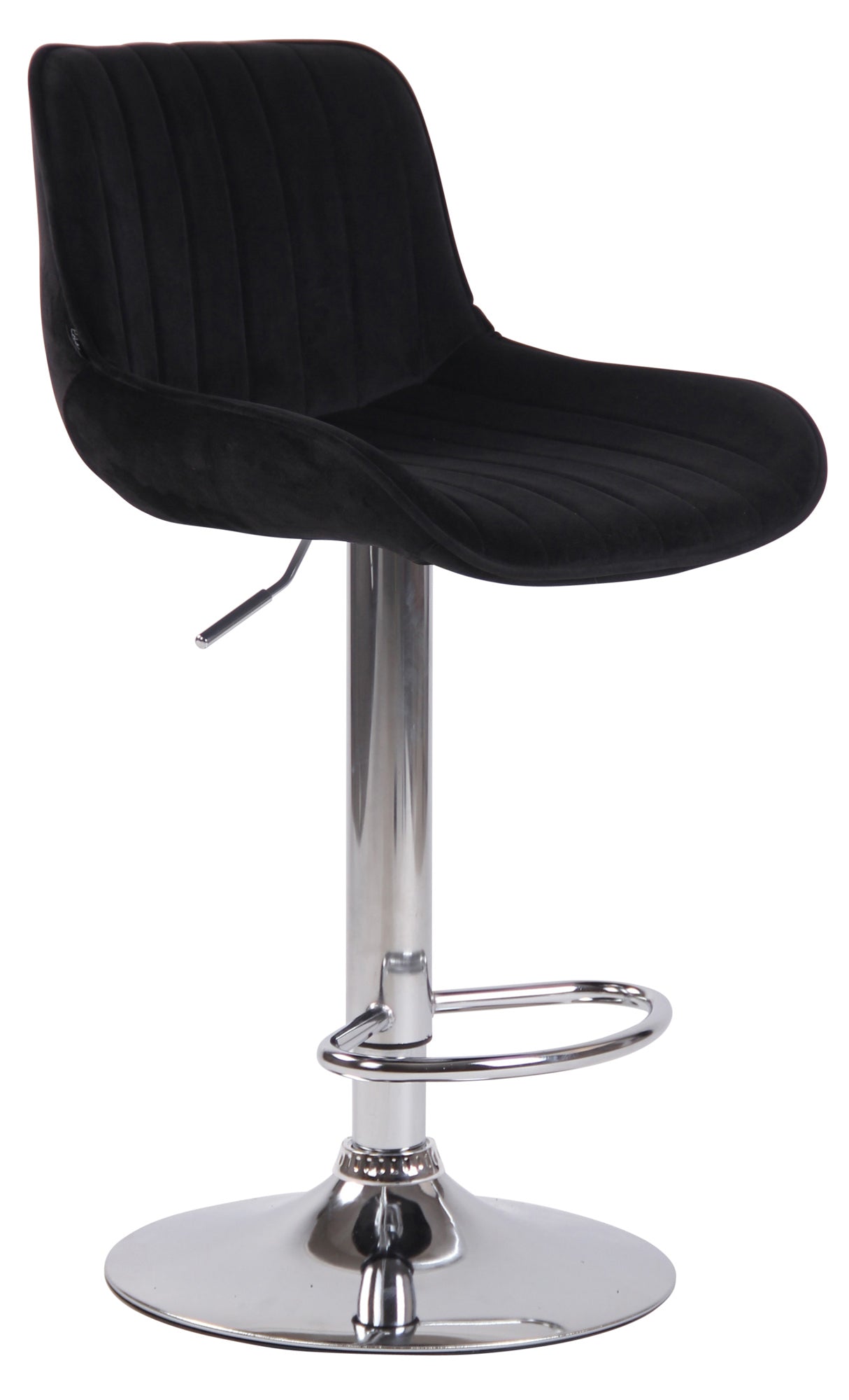 Barkruk Fluweel - Modern Design - Verstelbare Hoogte & 360° Draaibaarheid Kleur zwart Onderstel Kleur chroom
