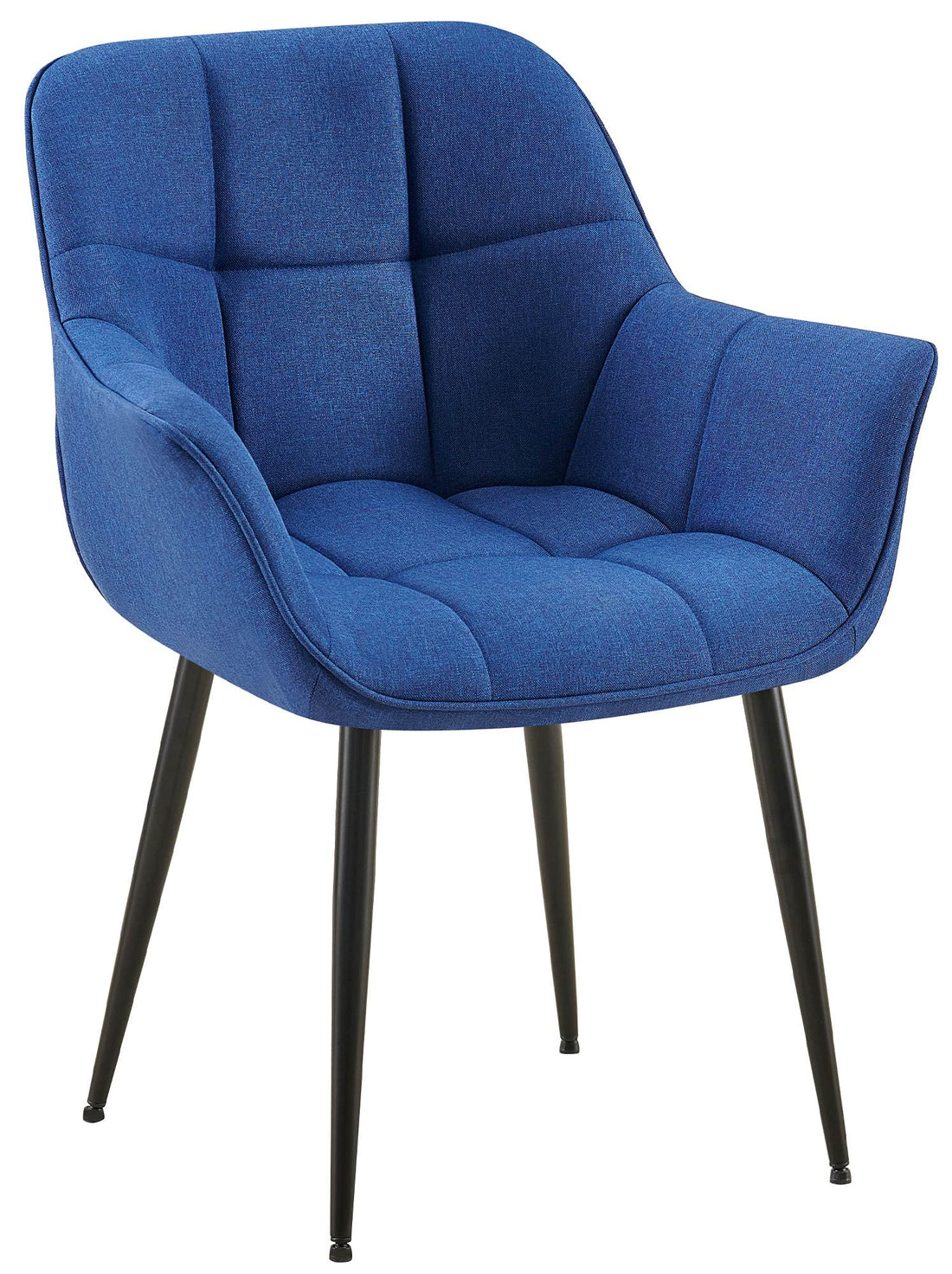 Eetkamerstoel - Moderne Designstoel - Comfortabele Bekleding & Stevige Metaalconstructie Kleur blauw Materiaal Stof