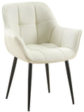 Eetkamerstoel - Moderne Designstoel - Comfortabele Bekleding & Stevige Metaalconstructie Kleur crème Materiaal Stof