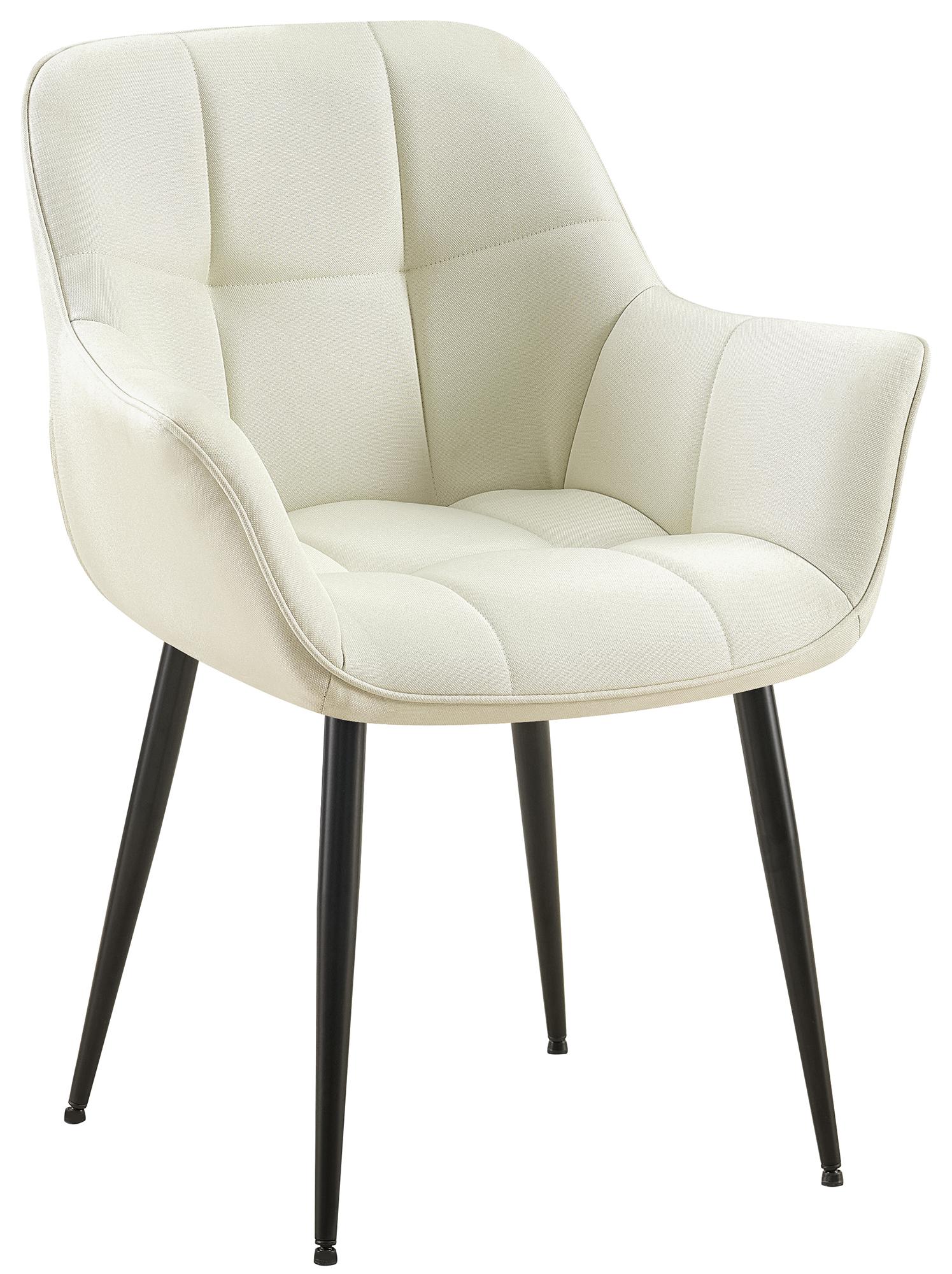 Eetkamerstoel - Moderne Designstoel - Comfortabele Bekleding & Stevige Metaalconstructie Kleur crème Materiaal Stof