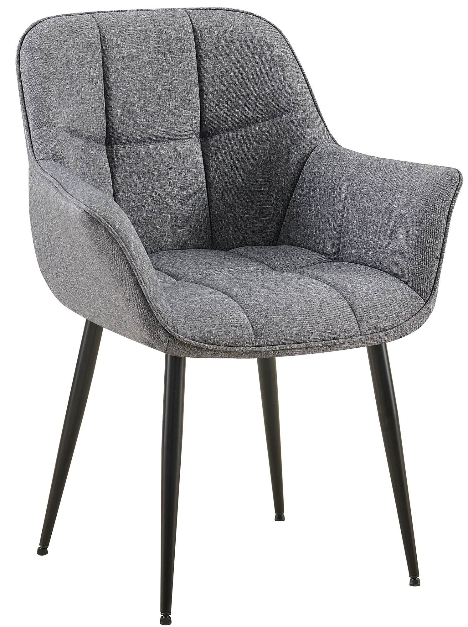 Eetkamerstoel - Moderne Designstoel - Comfortabele Bekleding & Stevige Metaalconstructie Kleur donkergrijs Materiaal Stof