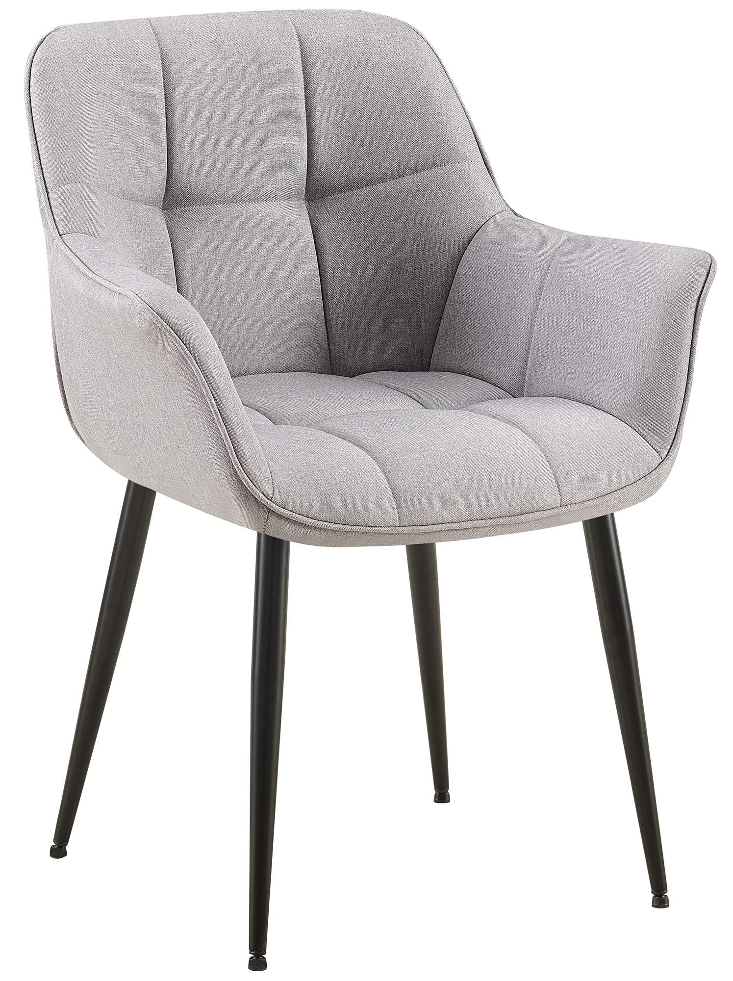 Eetkamerstoel - Moderne Designstoel - Comfortabele Bekleding & Stevige Metaalconstructie Kleur grijs Materiaal Stof