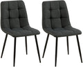 2-delige set Eetkamerstoelen - Keukenstoelen - Onderhoudsvriendelijk ontwerp Kleur donkergrijs Materiaal Stof