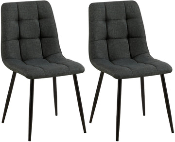 2-delige set Eetkamerstoelen - Keukenstoelen - Onderhoudsvriendelijk ontwerp Kleur donkergrijs Materiaal Stof